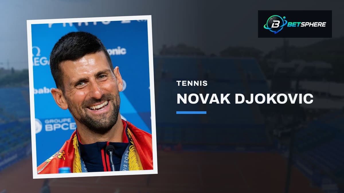 Novak Djokovic, photo dans un cadre, logo BetSphere