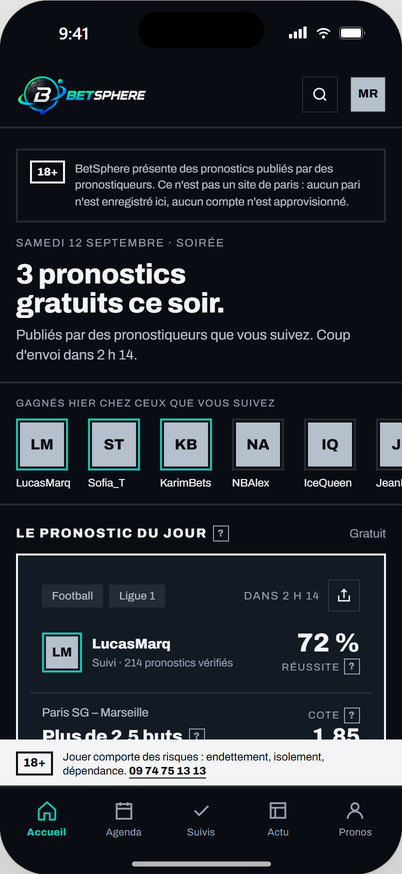 Écran Accueil : les pronostics gratuits du soir